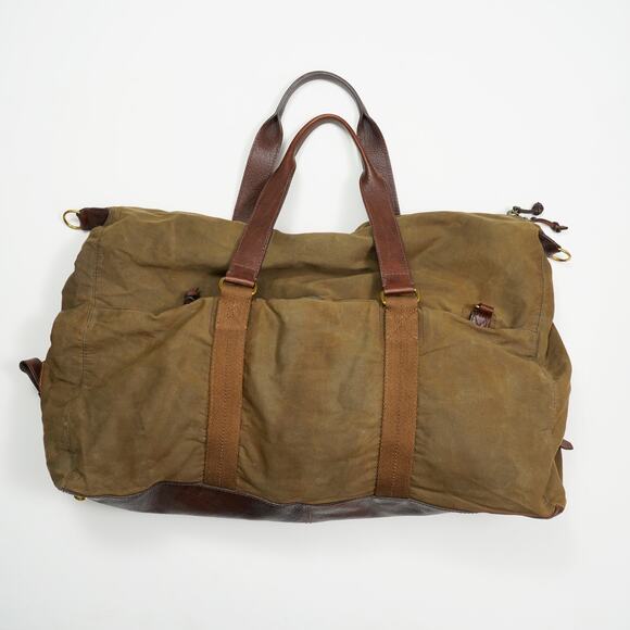 J.Crew Abingdon Weekender Duffle Bag Waxed Canvas Leather Brown / olive green - Picture 8 of 16